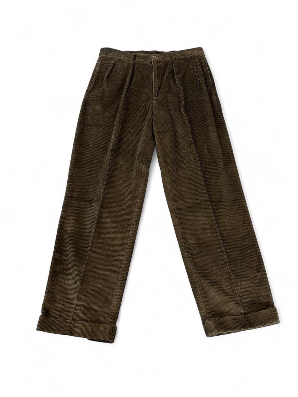 Men's Corduroy Pleated Trousers in Dark Brown
